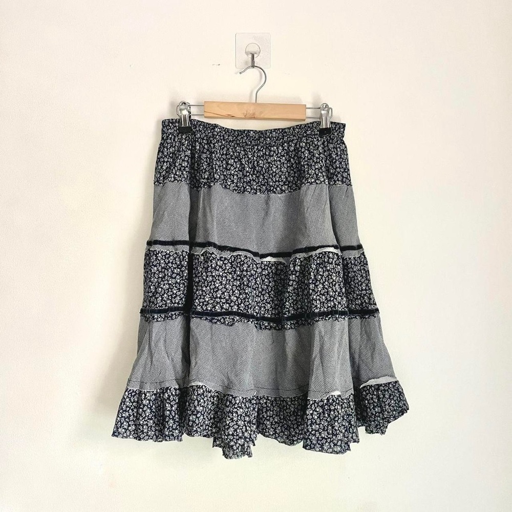 Cottage Core Blue Knee Length Skirt